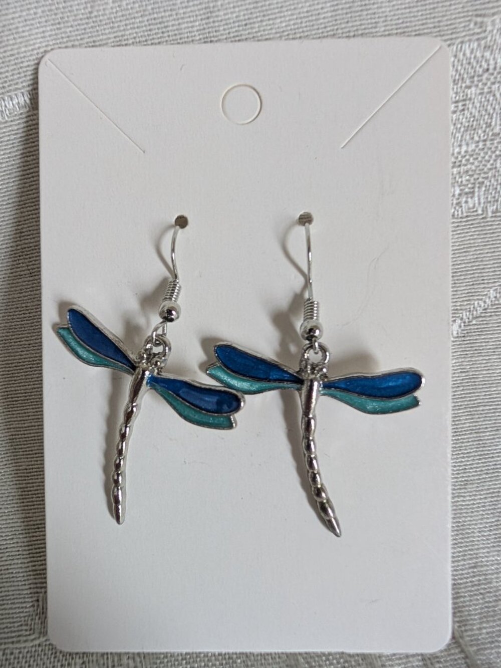 Dragonfly Hand Crafted Silver / Blue / Aqua Earrings